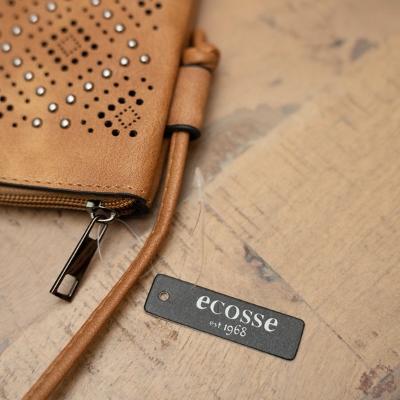 Tan Vegan Leather Studded Crossbody Bag - Picture 3 of 6